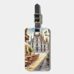 Cafe in Milan Watercolor Painting Mug Luggage Tag