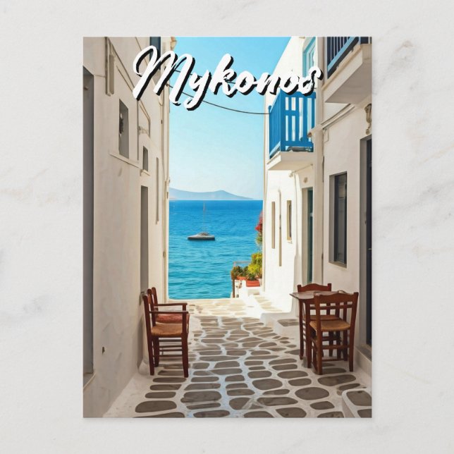 Cafe in Mykonos Greece Cyclades Travel Postcard (Front)