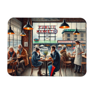 Cafe in Rainy Seattle Magnet