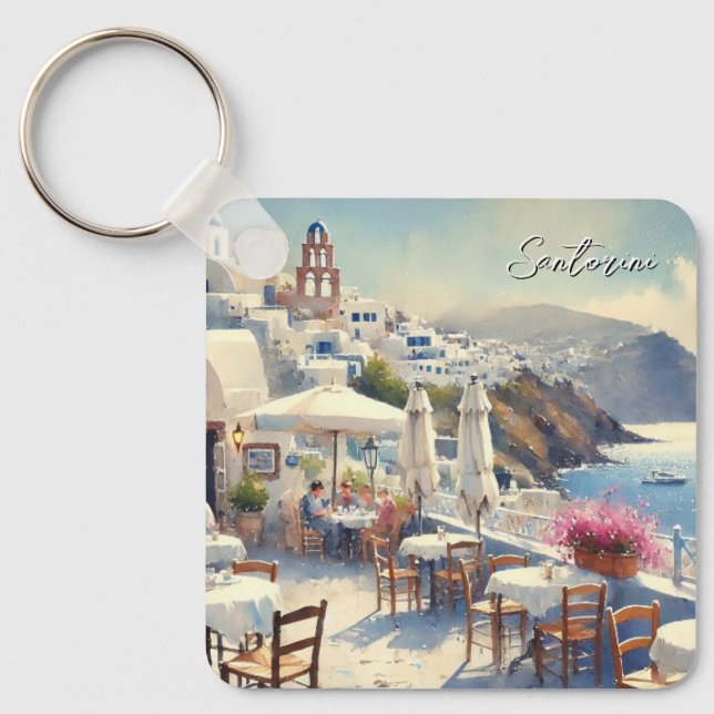 Cafe in Santorini Keychain (Front)