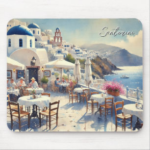 Cafe in Santorini Mouse Pad