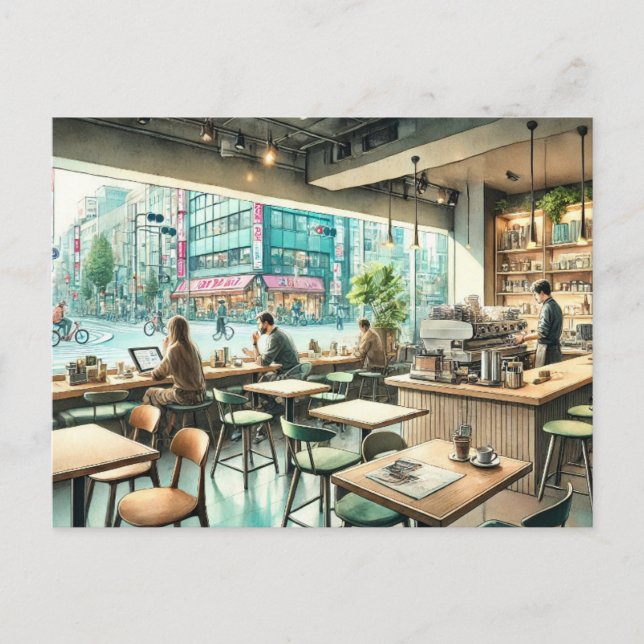 Cafe in Tokyo Postcard (Front)