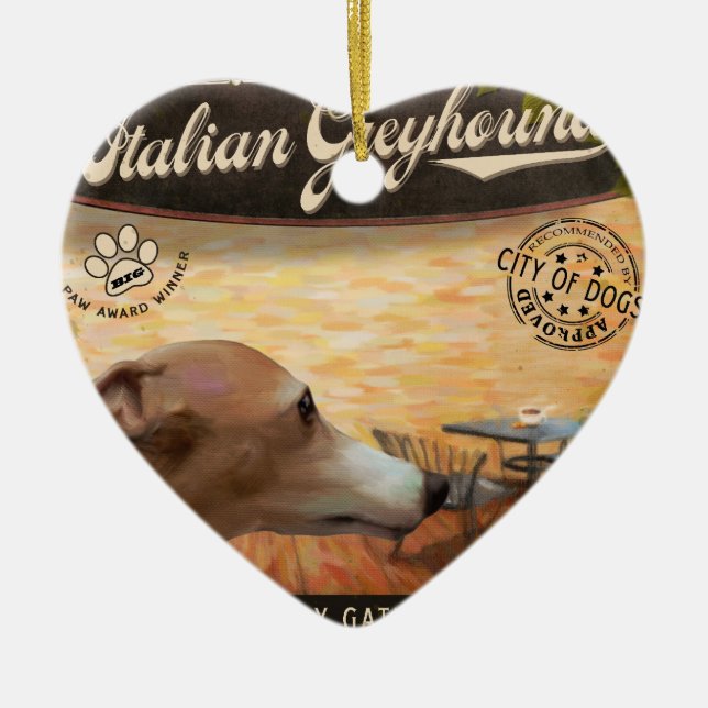 Cafe Italian Greyhound Ceramic Ornament (Front)