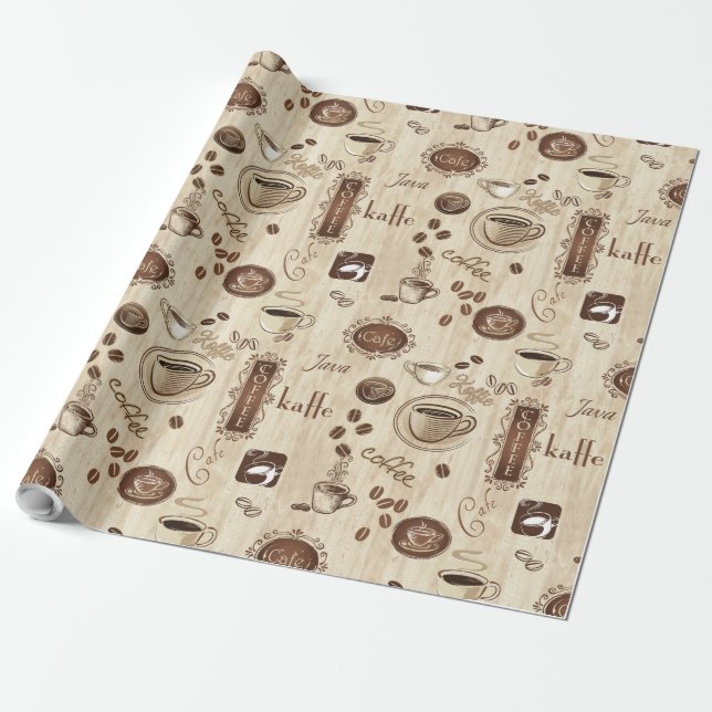 Cafe!  Kaffe!  Coffee! Wrapping Paper (Unrolled)