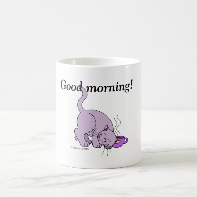 Café Kitty Morning Mug - Purple (Centre)