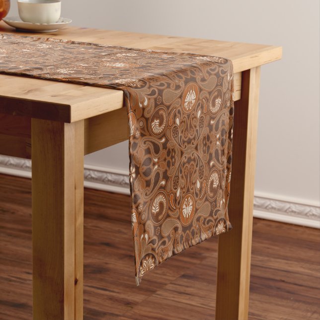 Cafe Latte Art Paisley Table Runner (In Situ)