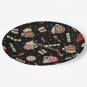 Cafe Latte Christmas Coffee Paper Plates