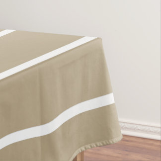 Cafe Latte White Pinstripe Tablecloth