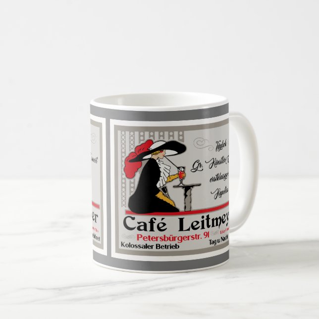 Café Leitmeyer, German retro style coffee shop ad Coffee Mug (Front Right)