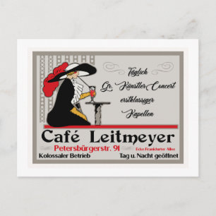 Café Leitmeyer, German retro style coffee shop ad Postcard