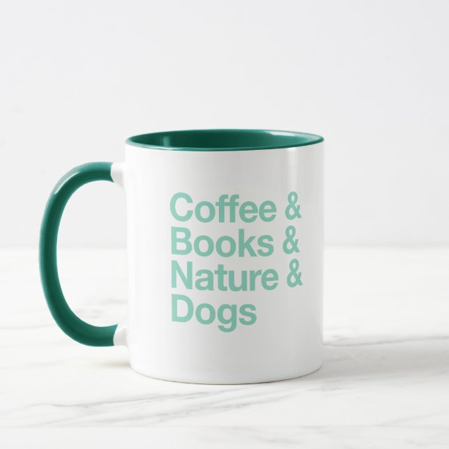 Café & Livres & Nature & Chiens Mug (Turquoise) (Gauche)