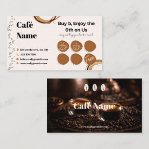 Café Loyalty Punch Card Brown Beige