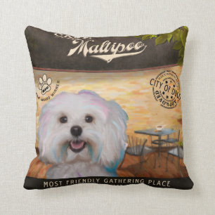 Cafe Maltipoo Throw Pillow