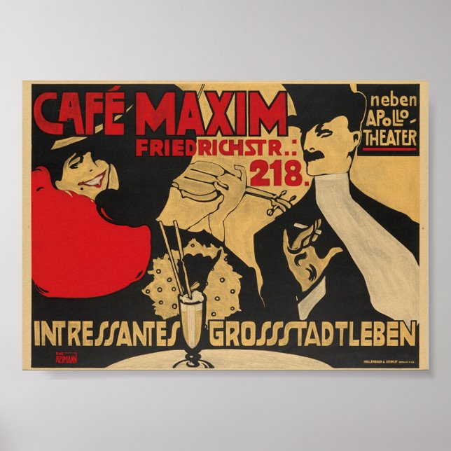 Cafe Maxim, Allemagne, Poster vintage (Devant)