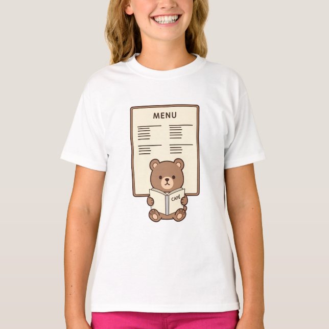 Cafe Menu Bear Kids T-Shirt (Front)