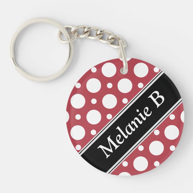 Cafe Merlot Assorted Polka Dots Acrylic Keychain (Front)