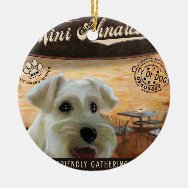 Cafe Mini Schnauzer Ceramic Ornament (Front)