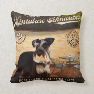 Cafe Miniature Schnauzer Throw Pillow