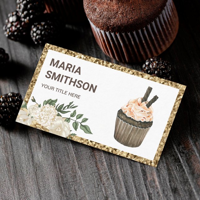 Cafe Mocha Chocolate Cupcake Pastry Chef Bakery Business Card (Creator Uploaded)