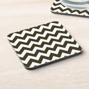 Café Mocha Neutral Chevron Coaster