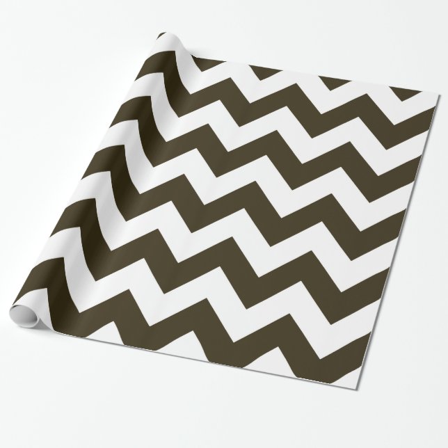 Café Mocha Neutral Chevrons Wrapping Paper (Unrolled)