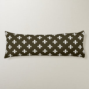 Café Mocha Neutral Fleur de Lys Body Pillow