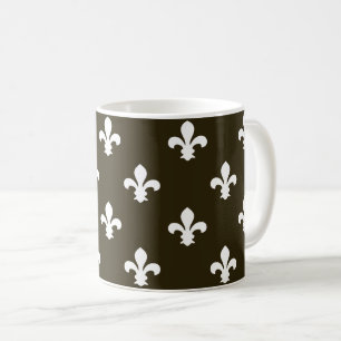 Café Mocha Neutral Fleur de Lys Coffee Mug