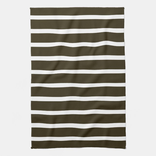 Café Mocha Neutral Stripes Kitchen Towel (Vertical)