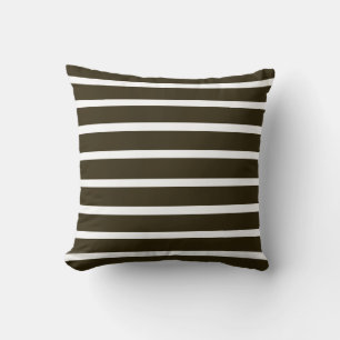 Café Mocha Neutral Stripes Throw Pillow