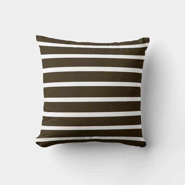 Café Mocha Neutral Stripes Throw Pillow (Front)