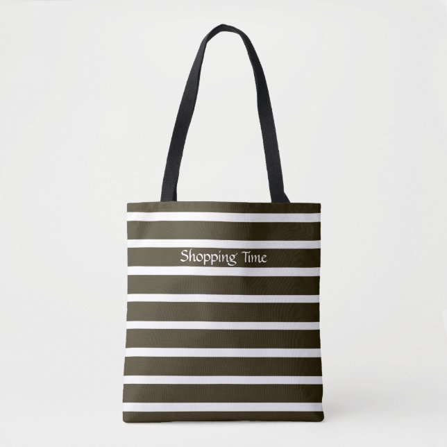 Café Mocha Neutral Stripes Tote Bag (Front)