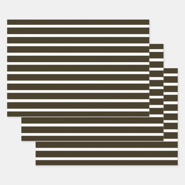 Café Mocha Neutral Stripes Wrapping Paper Sheet (Set)