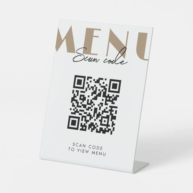 Cafe Modern Scan Menu QR Code Pedestal Sign (Front)