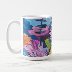 Café Mug avec peinture florale vibrante