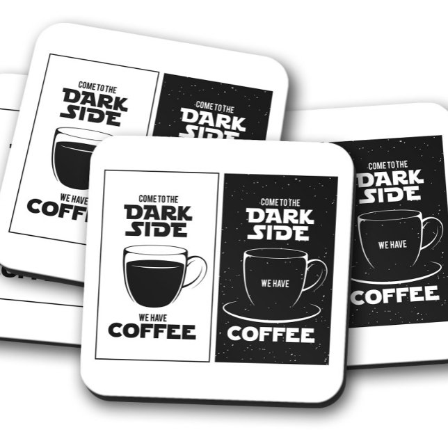 Café noir | Ensemble de Dessous de verre en liège  (Créateur téléchargé)