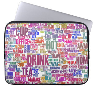 Café Nuage de Mots Texte Motif Tasse Thé Laptop Sleeve
