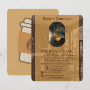 Cafe Opening RSVP Invitation Card Design
