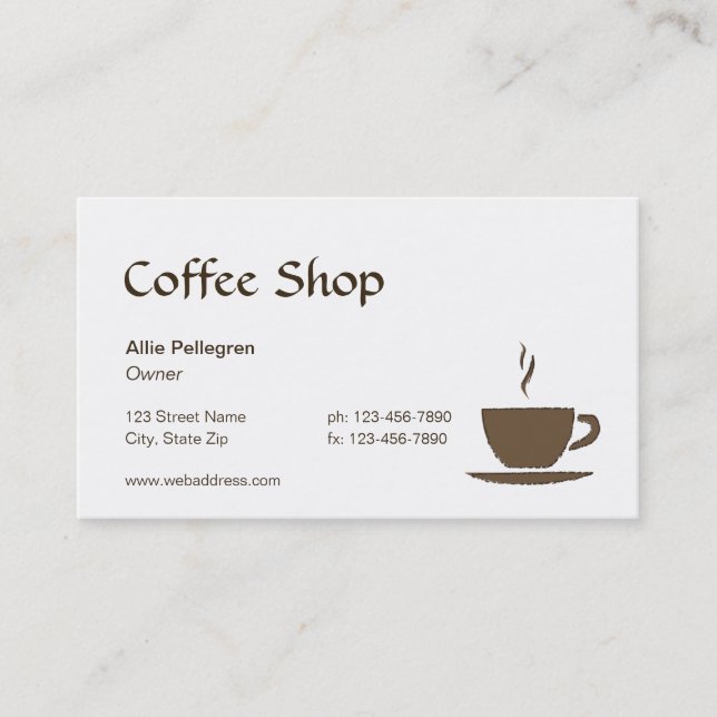 Cafe or Coffee Shop Business Card (Front)