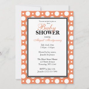 Cafe Orange Assorted Polka Dots Baby Shower Invitation