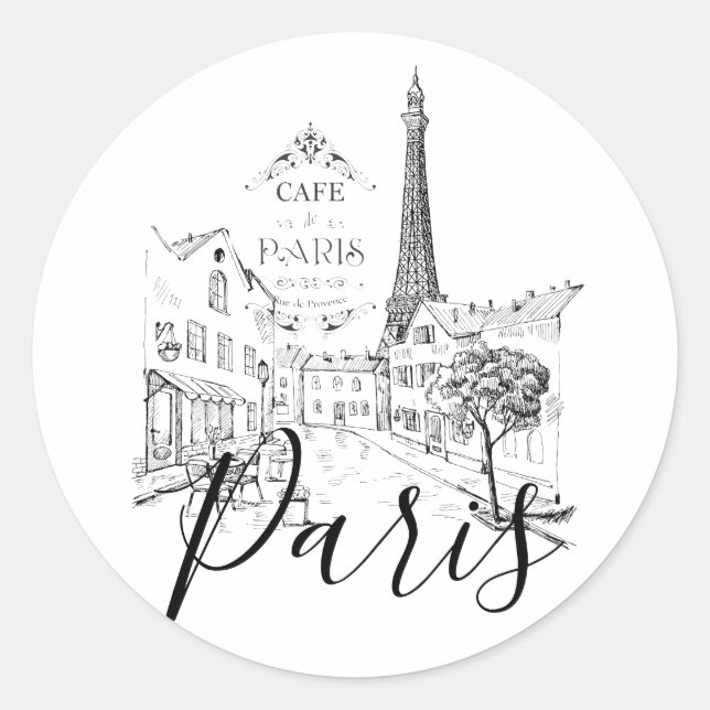 Cafe Paris   Classic Round Sticker (Front)