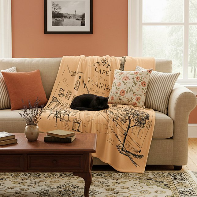 Cafe Paris Fleece Blanket (Creator Uploaded)