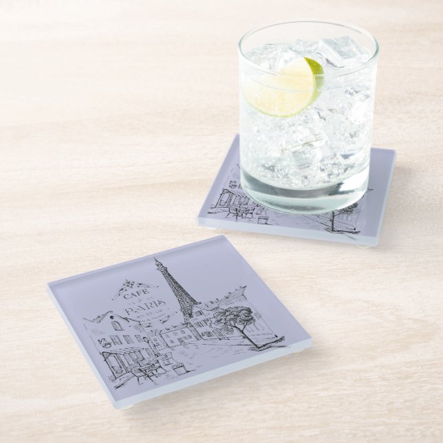 Cafe Paris Glass Coaster (Angled)