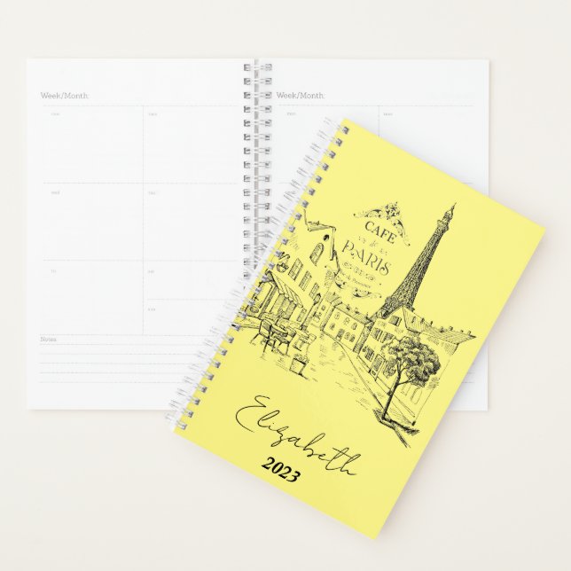 Cafe Paris personalized , custom year Planner (Display)