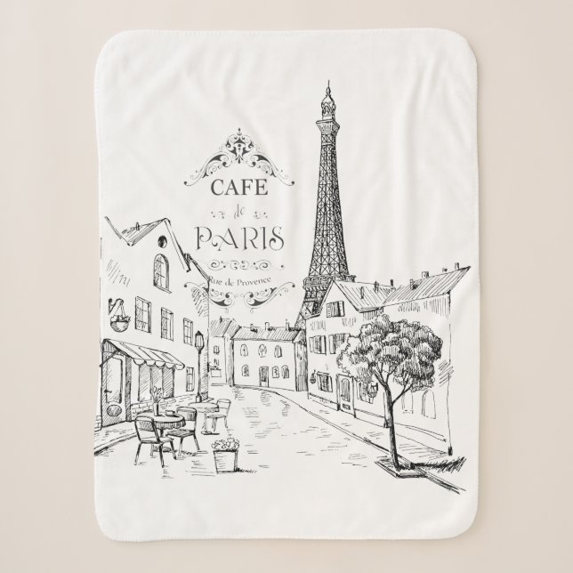 cafe Paris Sherpa Blanket (Front)