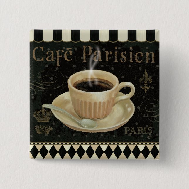 Cafe Parisien 2 Inch Square Button (Front)