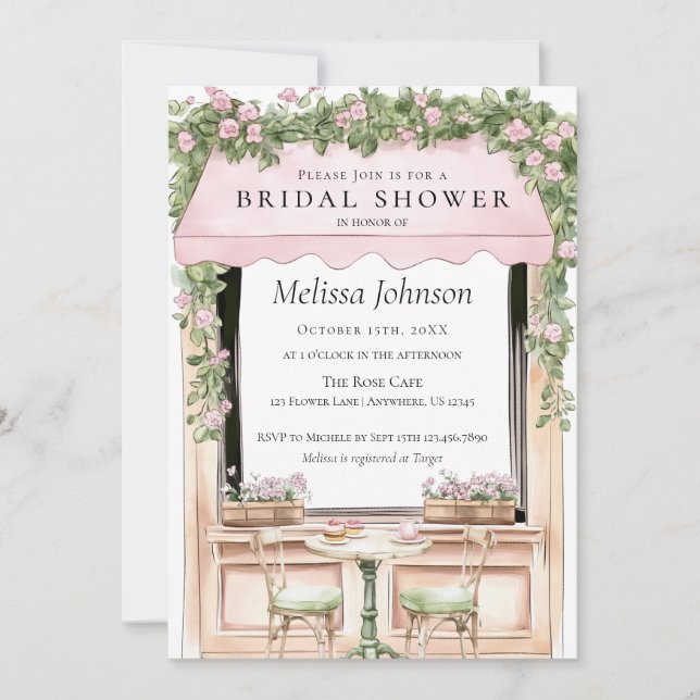 Café Parisien Invitation de la douche nuptiale (Devant)