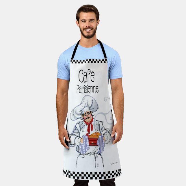 Cafe Parisienne Fat  French Chef  Gourmet Apron (Worn)