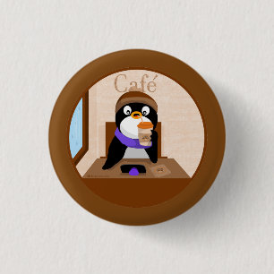 Cafe Penguin 1 Inch Round Button