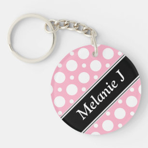 Cafe Pink Assorted Polka Dots Acrylic Keychain