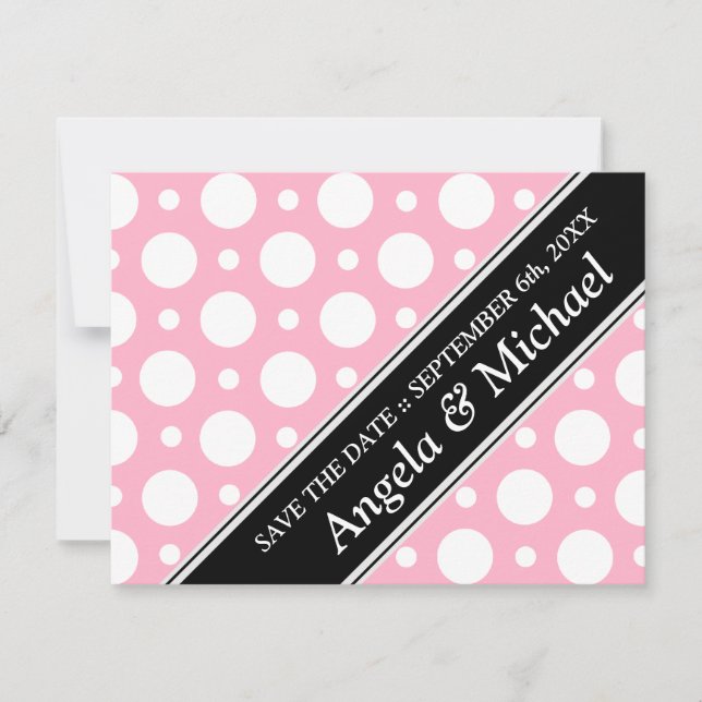 Cafe Pink Assorted Polka Dots Save the Date (Front)
